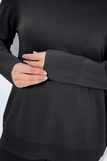 Ulla Popken Long Sleeves Mock Turtleneck Sweater Charcoal Grey Melange - Felpe & felpe con cappuccio - Felpe, Hoodie e Maglieria Calda