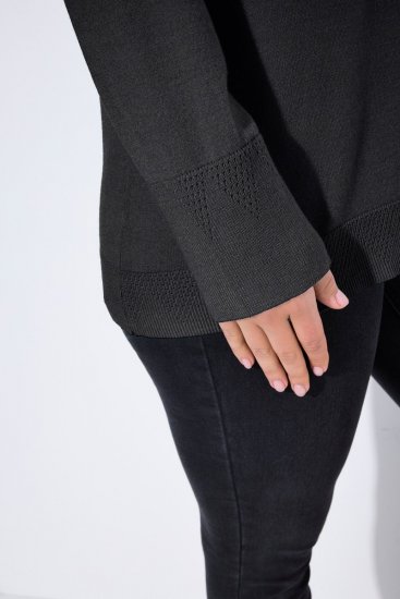 Ulla Popken Long Sleeves Mock Turtleneck Sweater Charcoal Grey Melange - Felpe & felpe con cappuccio - Felpe, Hoodie e Maglieria Calda