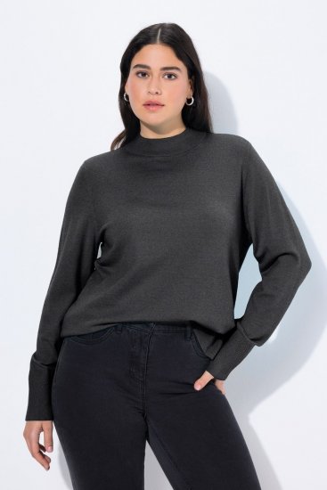 Ulla Popken Long Sleeves Mock Turtleneck Sweater Charcoal Grey Melange - Felpe & felpe con cappuccio - Felpe, Hoodie e Maglieria Calda