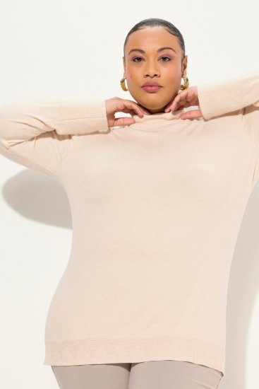 Ulla Popken Long Sleeves Mock Turtleneck Sweater Nature Melange - Felpe & felpe con cappuccio - Felpe, Hoodie e Maglieria Calda