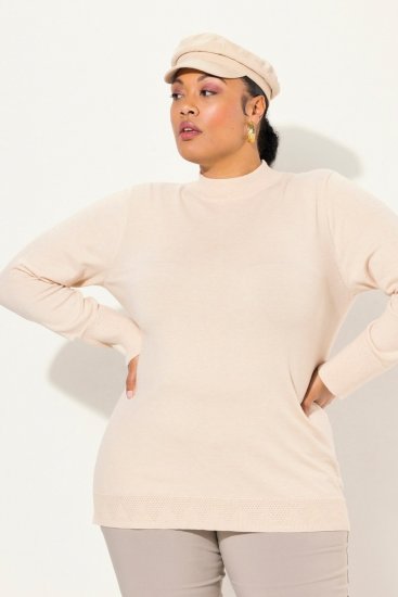 Ulla Popken Long Sleeves Mock Turtleneck Sweater Nature Melange - Felpe & felpe con cappuccio - Felpe, Hoodie e Maglieria Calda