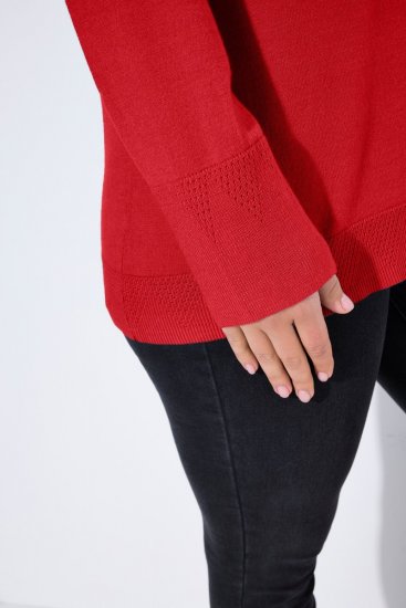 Ulla Popken Long Sleeves Mock Turtleneck Sweater Salsa Red - Felpe & felpe con cappuccio - Felpe, Hoodie e Maglieria Calda