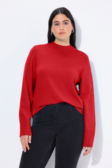 Ulla Popken Long Sleeves Mock Turtleneck Sweater Salsa Red - Felpe & felpe con cappuccio - Felpe, Hoodie e Maglieria Calda