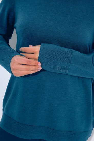 Ulla Popken Long Sleeves Mock Turtleneck Sweater Cerulean - Ulla Popken - Abbigliamento Taglie Forti Ulla Popken