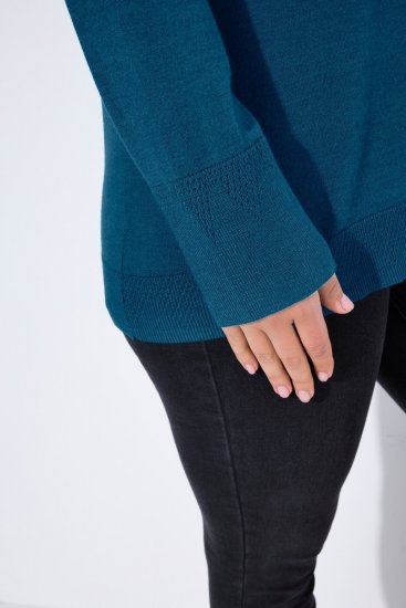 Ulla Popken Long Sleeves Mock Turtleneck Sweater Cerulean - Ulla Popken - Abbigliamento Taglie Forti Ulla Popken