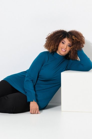 Ulla Popken Long Sleeves Mock Turtleneck Sweater Cerulean - Ulla Popken - Abbigliamento Taglie Forti Ulla Popken
