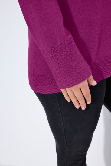 Ulla Popken Long Sleeves Mock Turtleneck Sweater Berry - Felpe & felpe con cappuccio - Felpe, Hoodie e Maglieria Calda
