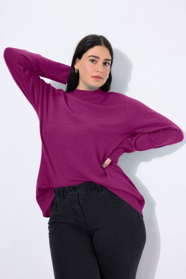 Ulla Popken Long Sleeves Mock Turtleneck Sweater Berry - Felpe & felpe con cappuccio - Felpe, Hoodie e Maglieria Calda