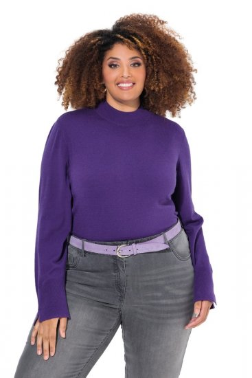 Ulla Popken Long Sleeves Mock Turtleneck Sweater Deep Violet - Felpe & felpe con cappuccio - Felpe, Hoodie e Maglieria Calda