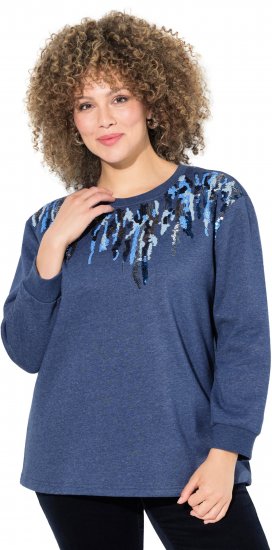 Ulla Popken Sequined Neck Long Sleeve Sweatshirt Ink Blue - Felpe & felpe con cappuccio - 