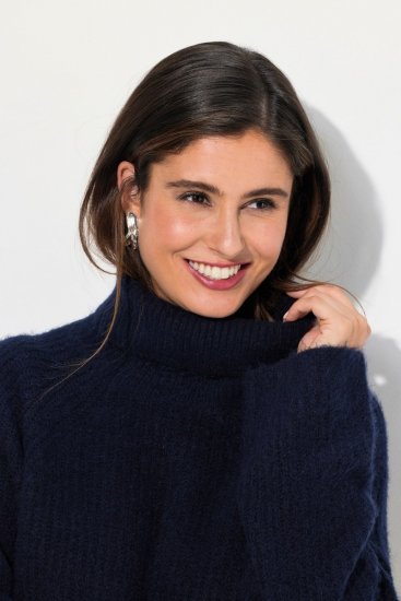 Ulla Popken Ribbed Knit Turtleneck Sweater Navy - Felpe & felpe con cappuccio - Felpe, Hoodie e Maglieria Calda