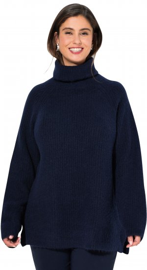 Ulla Popken Ribbed Knit Turtleneck Sweater Navy - Felpe & felpe con cappuccio - Felpe, Hoodie e Maglieria Calda