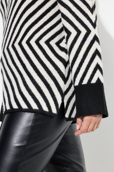 Ulla Popken Graphic Stripe Long Sleeve Turtleneck Sweater Black - Felpe & felpe con cappuccio - Felpe, Hoodie e Maglieria Calda