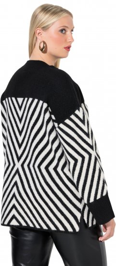 Ulla Popken Graphic Stripe Long Sleeve Turtleneck Sweater Black - Felpe & felpe con cappuccio - 