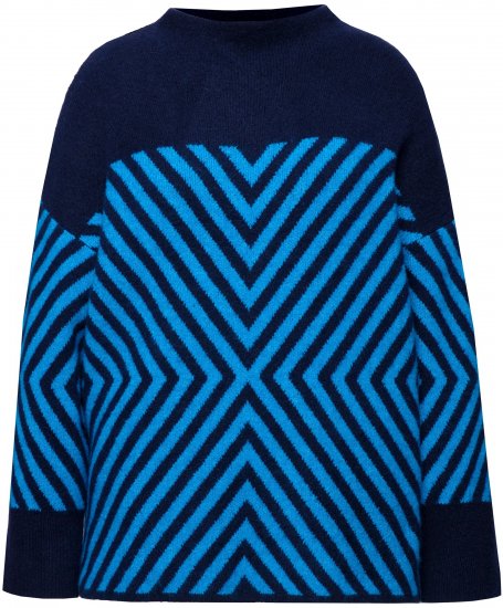 Ulla Popken Graphic Stripe Long Sleeve Turtleneck Sweater Navy - Felpe & felpe con cappuccio - 