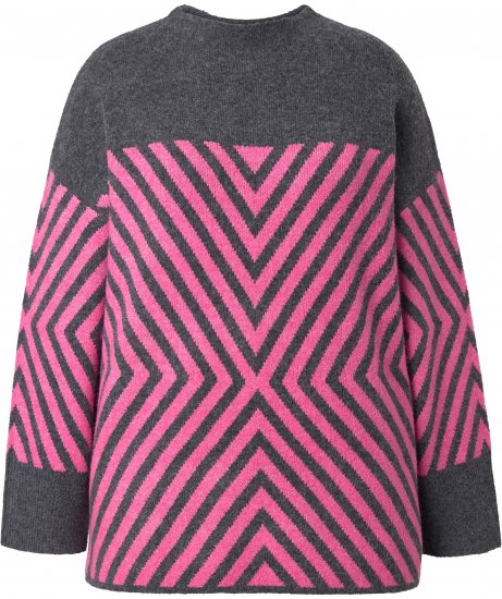 Ulla Popken Graphic Stripe Long Sleeve Turtleneck Sweater Flamingo - Felpe & felpe con cappuccio - 