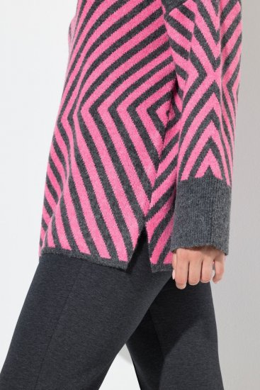 Ulla Popken Graphic Stripe Long Sleeve Turtleneck Sweater Flamingo - Felpe & felpe con cappuccio - Felpe, Hoodie e Maglieria Calda