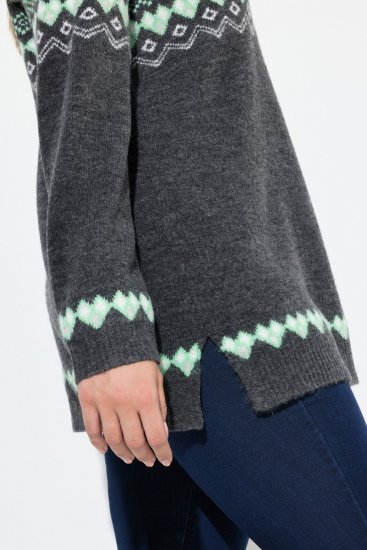 Ulla Popken Norwegian Style Pastel Tone Long Sleeve Sweater Dark Grey Melange - Felpe & felpe con cappuccio - Felpe, Hoodie e Maglieria Calda