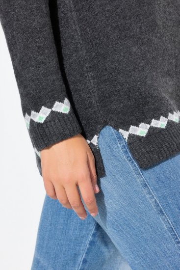 Ulla Popken Norwegian Style Pastel Tone Long Sleeve Sweater Dark Grey Melange - Felpe & felpe con cappuccio - Felpe, Hoodie e Maglieria Calda
