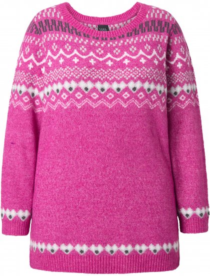 Ulla Popken Norwegian Style Pastel Tone Long Sleeve Sweater Summer Berry - Felpe & felpe con cappuccio - 