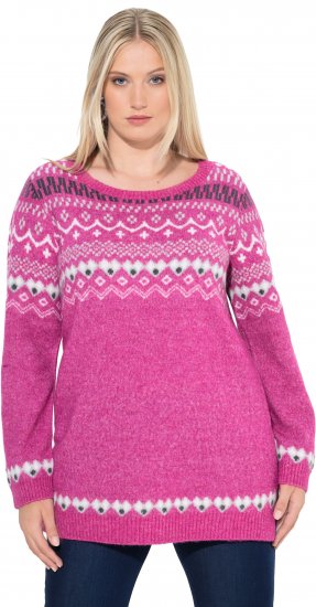 Ulla Popken Norwegian Style Pastel Tone Long Sleeve Sweater Summer Berry - Felpe & felpe con cappuccio - 