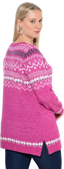 Ulla Popken Norwegian Style Pastel Tone Long Sleeve Sweater Summer Berry - Felpe & felpe con cappuccio - 