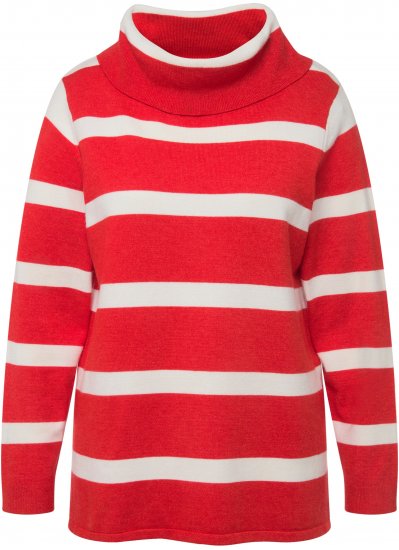 Ulla Popken Stripe Fine Knit Turtleneck Sweater Light Red - Felpe & felpe con cappuccio - Felpe, Hoodie e Maglieria Calda