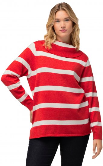 Ulla Popken Stripe Fine Knit Turtleneck Sweater Light Red - Felpe & felpe con cappuccio - Felpe, Hoodie e Maglieria Calda