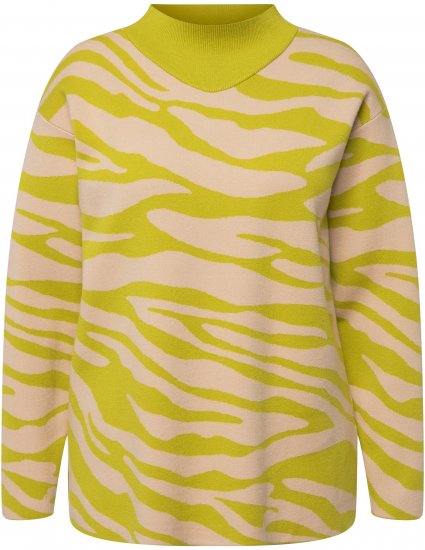 Ulla Popken Zebra Print Mock Turtleneck Long Sleeve Sweater Yellow Green - Felpe & felpe con cappuccio - Felpe, Hoodie e Maglieria Calda
