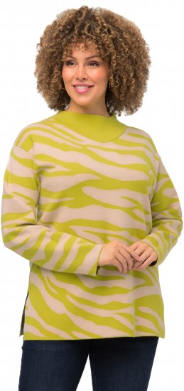 Ulla Popken Zebra Print Mock Turtleneck Long Sleeve Sweater Yellow Green - Felpe & felpe con cappuccio - Felpe, Hoodie e Maglieria Calda
