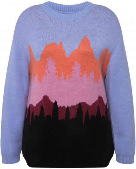 Ulla Popken Long Sleeve Knit Mountain Range Sweater Bright Purple - Felpe & felpe con cappuccio - Felpe, Hoodie e Maglieria Calda