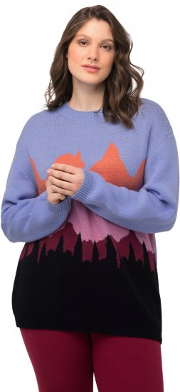 Ulla Popken Long Sleeve Knit Mountain Range Sweater Bright Purple - Felpe & felpe con cappuccio - Felpe, Hoodie e Maglieria Calda