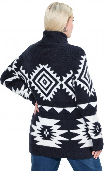 Ulla Popken Aztec-Inspired Long Sleeve Turtleneck Sweater Navy - Felpe & felpe con cappuccio - 