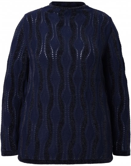 Ulla Popken Openwork Chenille Sweater Navy - Felpe & felpe con cappuccio - 