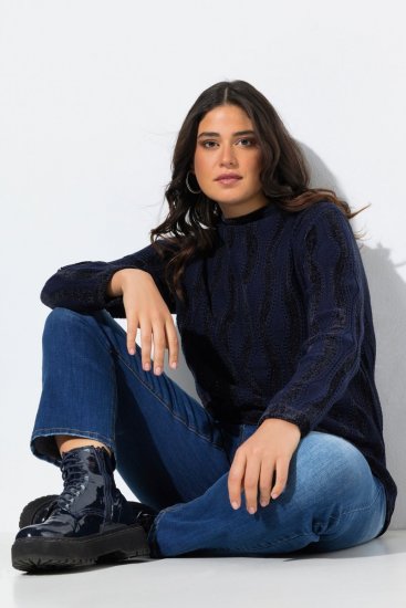Ulla Popken Openwork Chenille Sweater Navy - Felpe & felpe con cappuccio - Felpe, Hoodie e Maglieria Calda