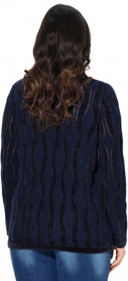 Ulla Popken Openwork Chenille Sweater Navy - Felpe & felpe con cappuccio - 