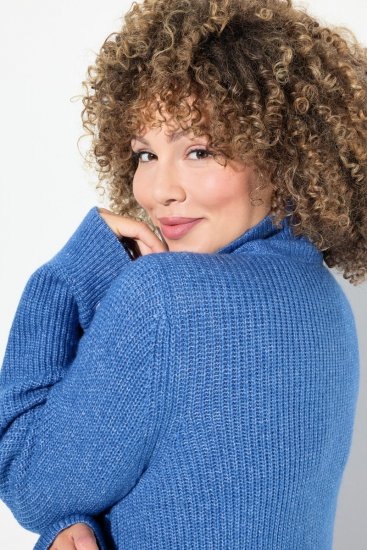 Ulla Popken Cable Knit Long Sleeve Turtleneck Sweater Teal Blue - Felpe & felpe con cappuccio - Felpe, Hoodie e Maglieria Calda
