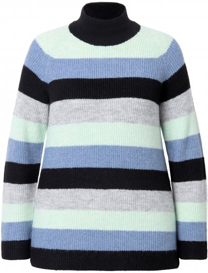 Ulla Popken Chunky Striped Turtleneck Sweater Mint Green - Felpe & felpe con cappuccio - Felpe, Hoodie e Maglieria Calda