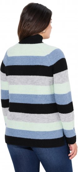 Ulla Popken Chunky Striped Turtleneck Sweater Mint Green - Felpe & felpe con cappuccio - Felpe, Hoodie e Maglieria Calda
