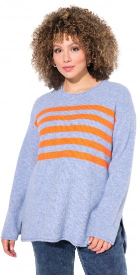 Ulla Popken Striped Long Sleeve Sweater Sky Blue - Felpe & felpe con cappuccio - 