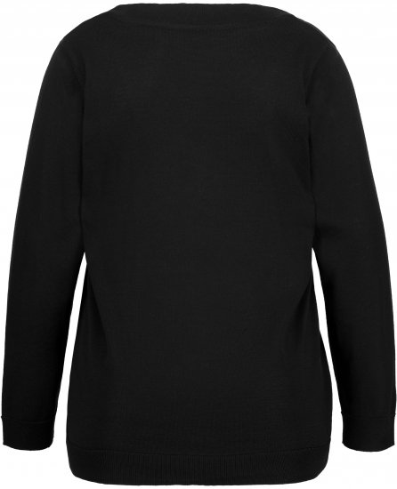 Ulla Popken Casual V-Neck Long Sleeve Sweater Black - Felpe & felpe con cappuccio - Felpe, Hoodie e Maglieria Calda