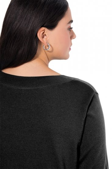 Ulla Popken Soft Fine Knit Pullover V-Neck Sweatshirt Black - Felpe & felpe con cappuccio - Felpe, Hoodie e Maglieria Calda