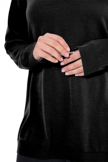 Ulla Popken Soft Fine Knit Pullover V-Neck Sweatshirt Black - Felpe & felpe con cappuccio - Felpe, Hoodie e Maglieria Calda
