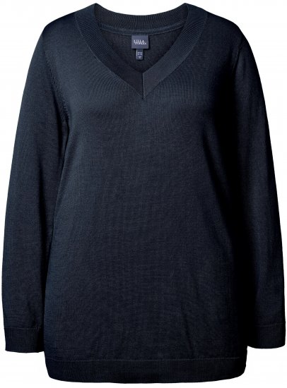 Ulla Popken Soft Fine Knit Pullover V-Neck Sweatshirt Marine - Felpe & felpe con cappuccio - 
