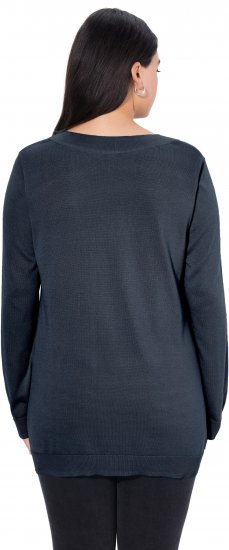 Ulla Popken Casual V-Neck Long Sleeve Sweater Navy Blue - Felpe & felpe con cappuccio - Felpe, Hoodie e Maglieria Calda