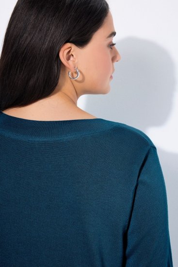 Ulla Popken Soft Fine Knit Pullover V-Neck Sweatshirt Teal - Felpe & felpe con cappuccio - Felpe, Hoodie e Maglieria Calda