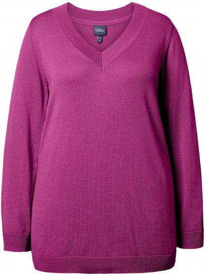 Ulla Popken Soft Fine Knit Pullover V-Neck Sweatshirt Dark Lilac - Felpe & felpe con cappuccio - Felpe, Hoodie e Maglieria Calda