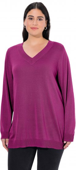 Ulla Popken Soft Fine Knit Pullover V-Neck Sweatshirt Dark Lilac - Felpe & felpe con cappuccio - Felpe, Hoodie e Maglieria Calda