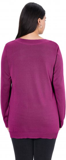 Ulla Popken Soft Fine Knit Pullover V-Neck Sweatshirt Dark Lilac - Felpe & felpe con cappuccio - Felpe, Hoodie e Maglieria Calda