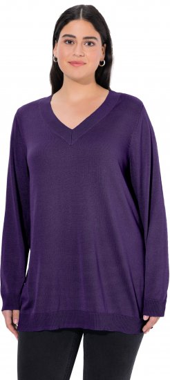Ulla Popken Soft Fine Knit Pullover V-Neck Sweatshirt Deep Violet - Felpe & felpe con cappuccio - Felpe, Hoodie e Maglieria Calda